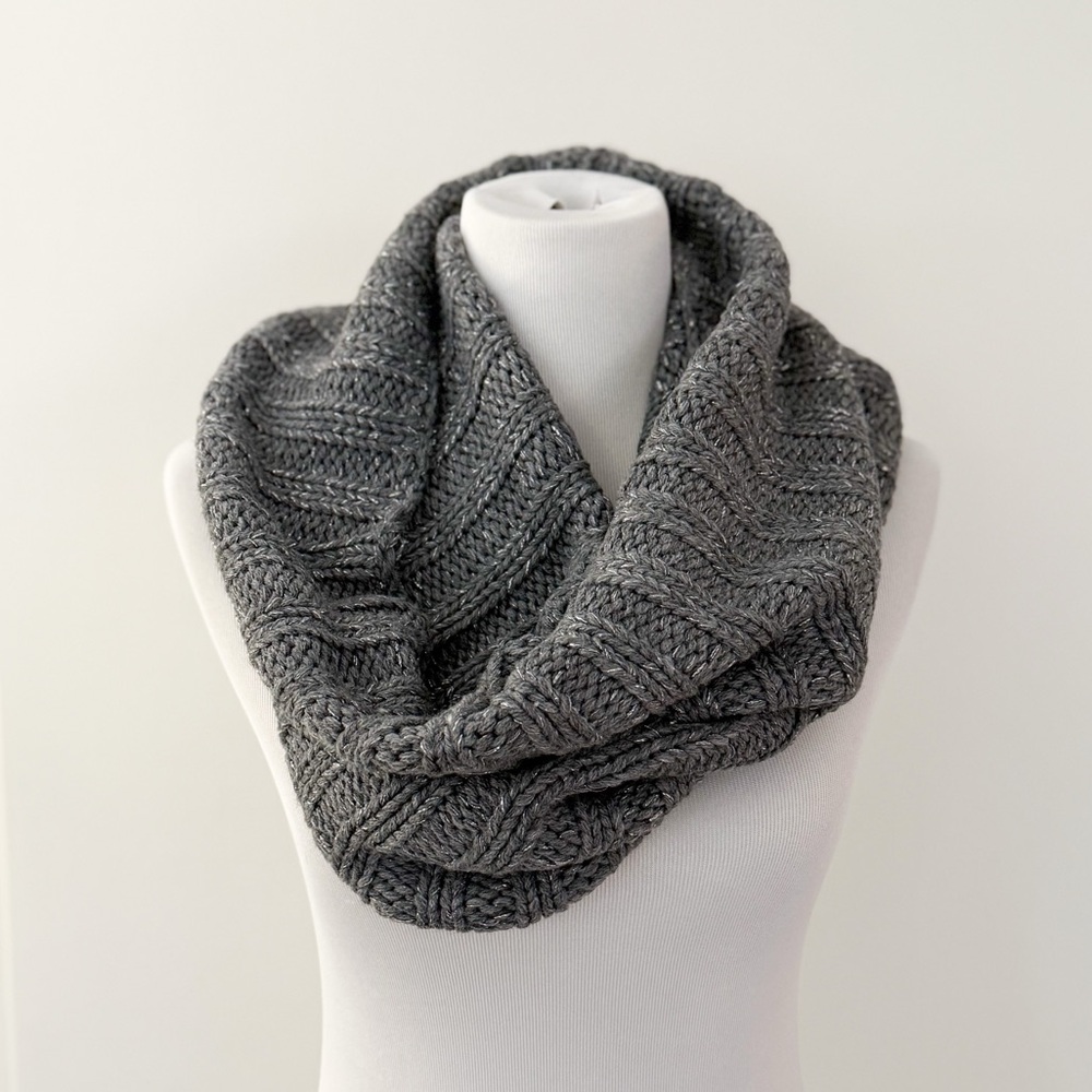 New York & Company Grey Knit Infinity Scarf